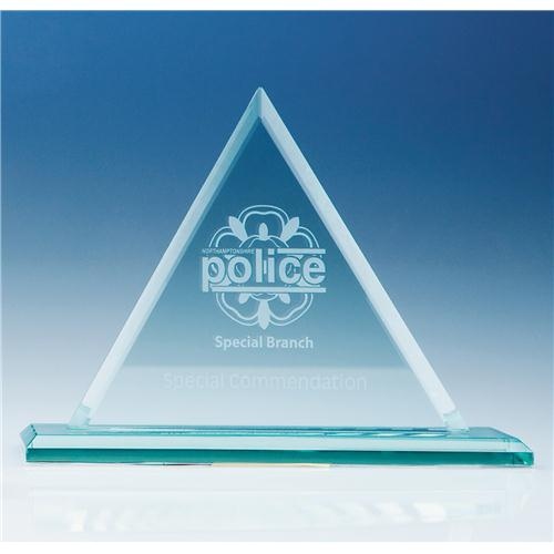 19cm Jade Glass Pyramid Award