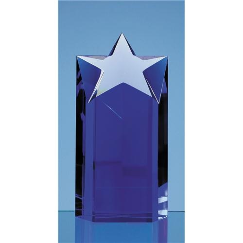 18cm Sapphire Blue Optic Star Column Award