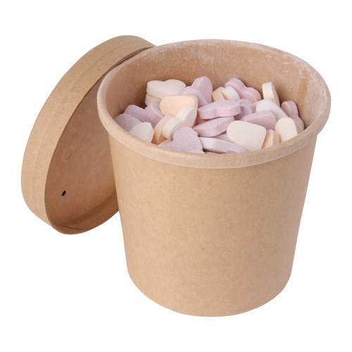 Biobrand Kraft Cardboard Tub (360ml) Sugar Hearts