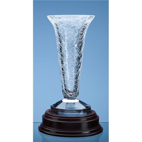 28.5cm Mario Cioni Lead Crystal Crackle Vase