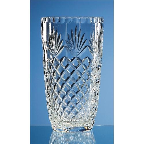 22cm Lead Crystal Panelled Barrel Vase