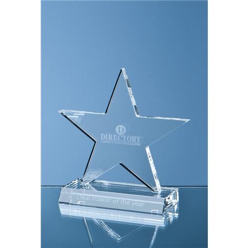 21cm Optical Crystal 5 Pointed Star On Base Award