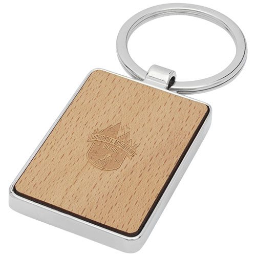 Mauro Beech Wood Rectangular Keychain