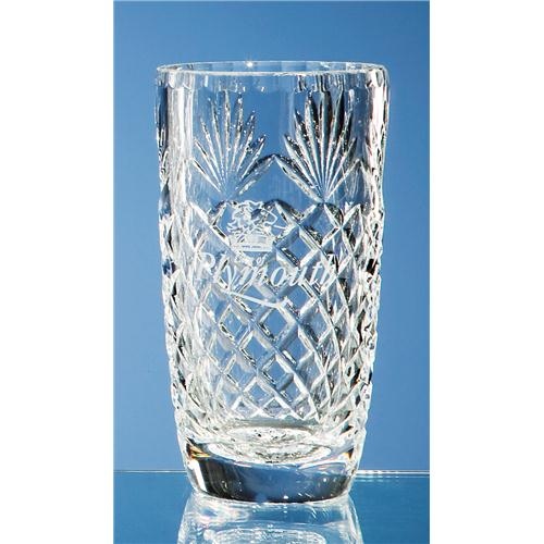 18cm Lead Crystal Panelled Barrel Vase