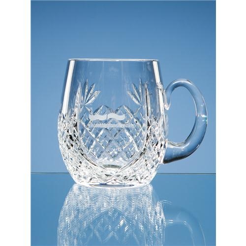 Large 24% Lead Crystal Panel Barrel Tankard