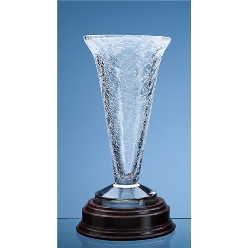 25.5cm Mario Cioni Lead Crystal Crackle Vase