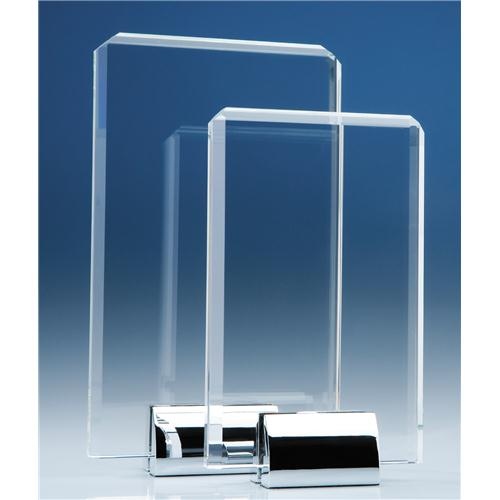20cm Optical Crystal Rectangle Mounted On A Chrome Stand