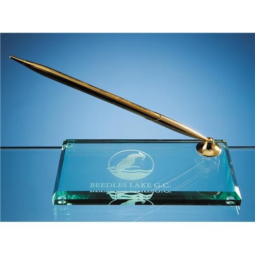 15cm Jade Glass Rectangular Pen Holder