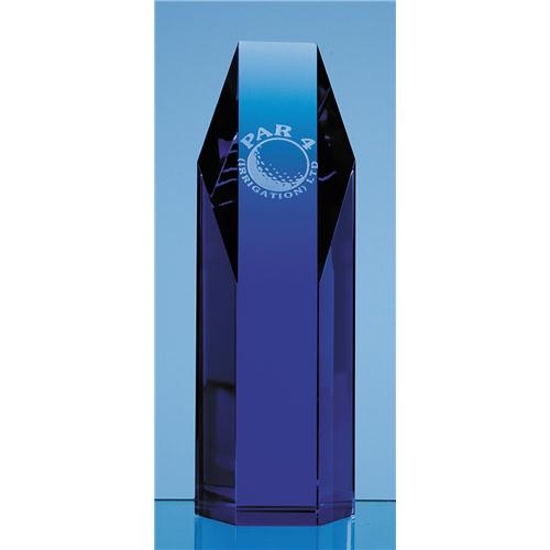 19cm Sapphire Blue Optic Hexagon Award