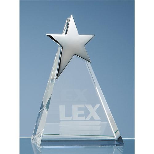 15cm Optic Triangle Award With Silver Star