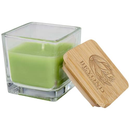 Ambra Square Glass Candle with Bamboo Lid