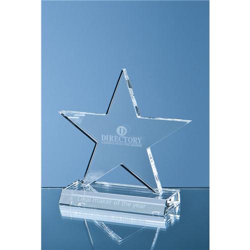 16cm Optical Crystal 5 Pointed Star On Base Award