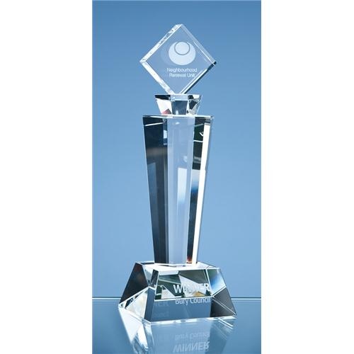 22cm Optical Crystal Mounted Square Award