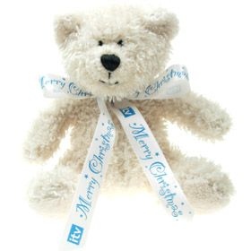 15 cm Snowy Beanie Bear with Bow