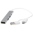Alkaid 4-port Recycled Aluminium USB-A and Type-C Hub with Dual Input 7