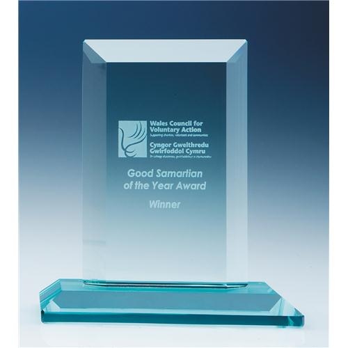 15cm x 19mm Jade Glass Mitred Rectangle Award