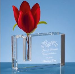 12cm Optical Crystal Rectangle Bud Vase