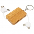 Reel 6-in-1 Retractable Bamboo Key Ring Charging Cable 1