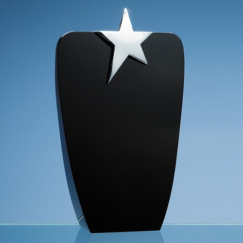 22.5cm Onyx Black Oval Award With Silver Star