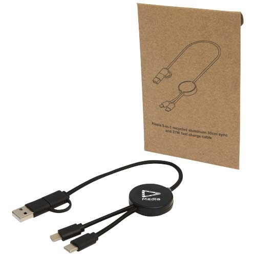 Citala 5-in-1 Recycled Plastic 30 cm Data Sync and 27W Fast Charge Cable