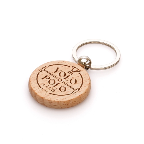 Round Beech Wooden Keyring