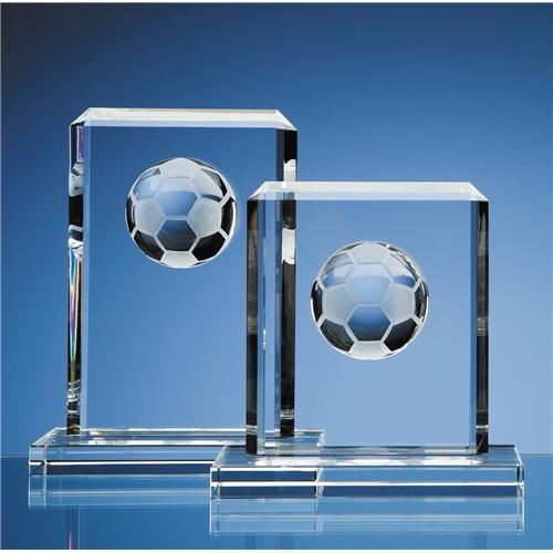 19cm Optical Crystal Football Rectangle Award