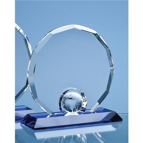 17.5cm Optic Decagon With Globe On Blue Base