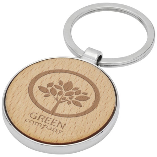 Moreno Beech Wood Round Keychain
