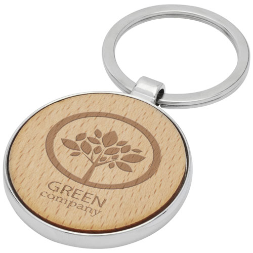 Moreno Beech Wood Round Keychain