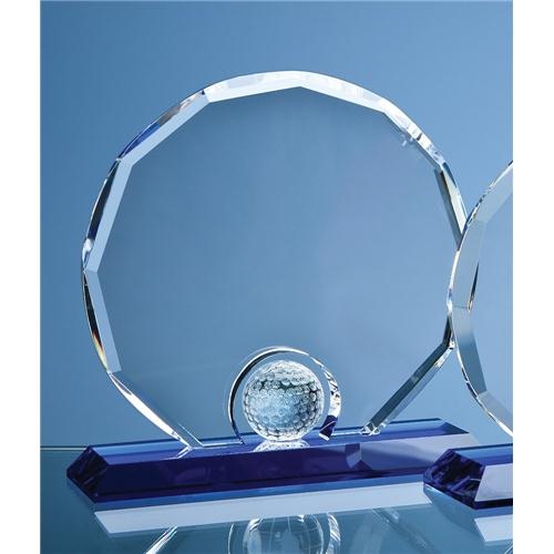 20cm Optic Decagon With Golf Ball On Blue Base