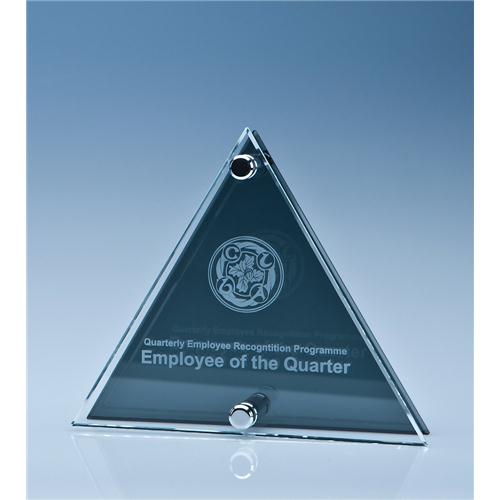 23cm Clear And Smoked Glass Triangle Plaque