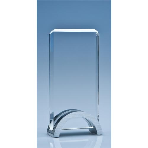 17.5cm Optical Crystal Rectangle Mounted On An Aluminium Stand