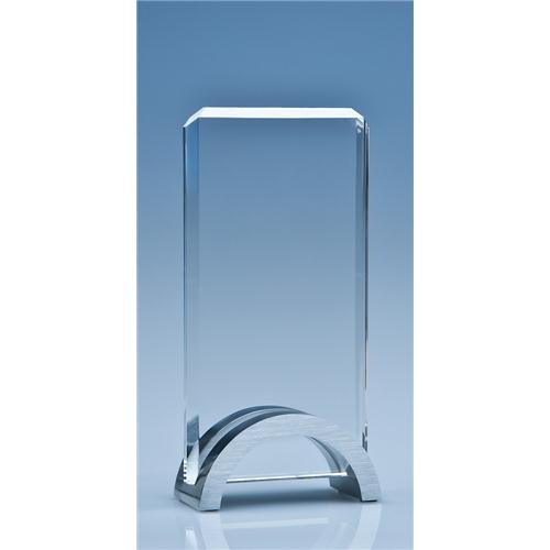 17.5cm Optical Crystal Rectangle Mounted On An Aluminium Stand