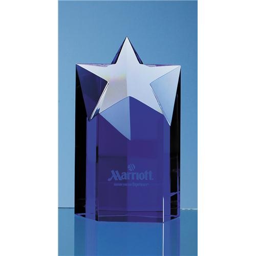 15cm Sapphire Blue Optic Star Column Award