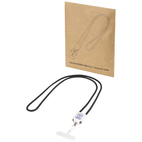 Ion 65W 5-in-1 Recycled Plastic Lanyard Charging Cable