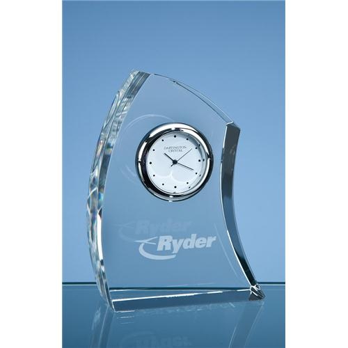 11cm Dartington Crystal Crescent Clock