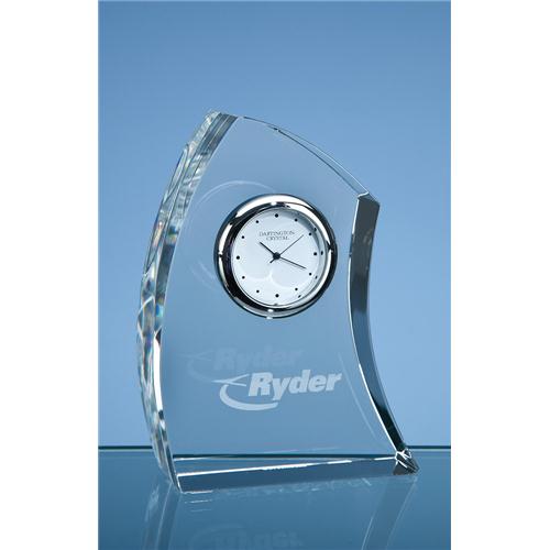 11cm Dartington Crystal Crescent Clock
