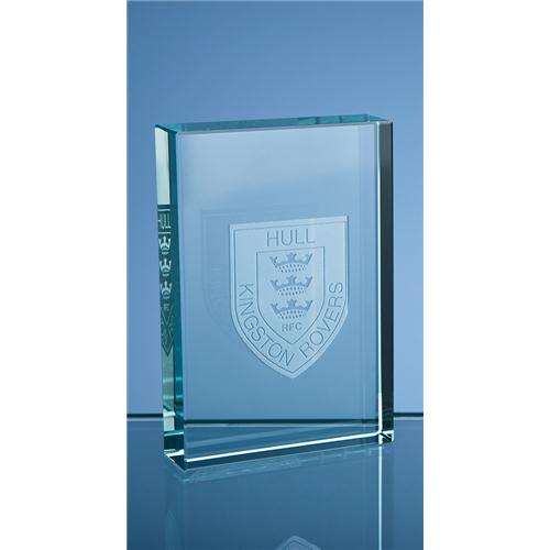 9cm Jade Glass Rectangular Paperweight 