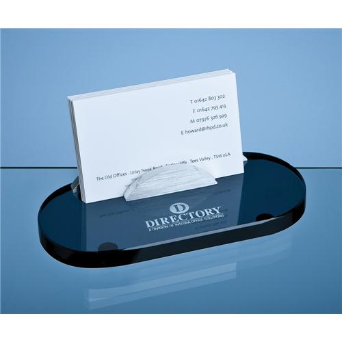 14cm Smoked Glass Business Card Holder