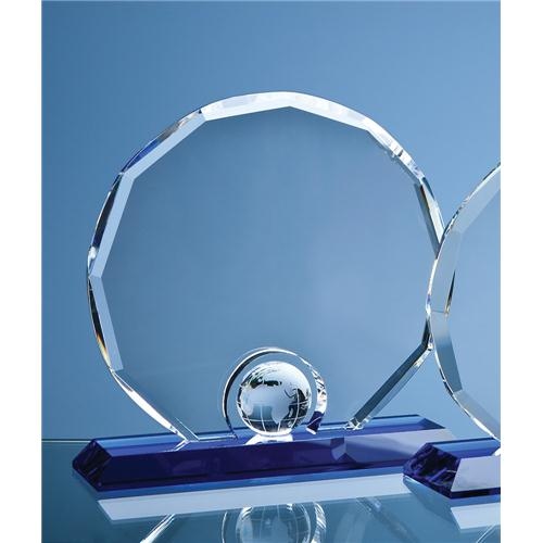 20cm Optic Decagon With Globe On Blue Base