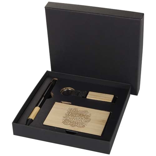 Minka RCS Recycled Aluminium Ballpoint Pen, Keychain and RFID Card Holder Gift Set