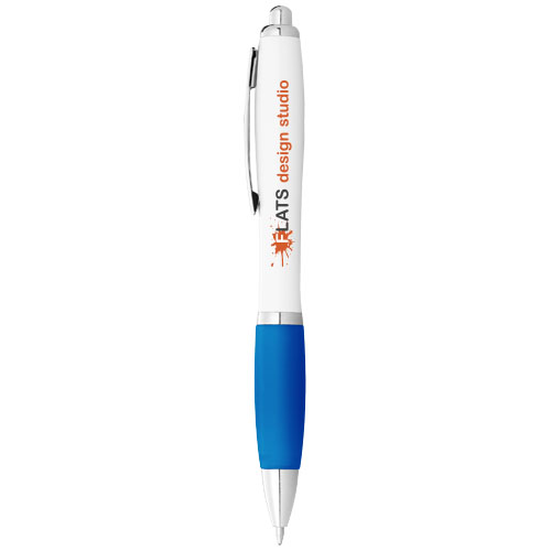 Nash Ballpoint Pen White Barrel and Coloured Grip