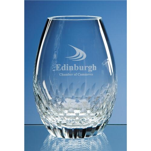 15.5cm Lead Crystal Cascade Barrel Vase