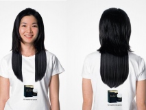 Promotional T-Shirts and a Visual Illusion Used to Market Hair Product #CleverPromoGifts