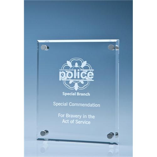 25cm x 20cm Clear Glass Wall Display Plaque
