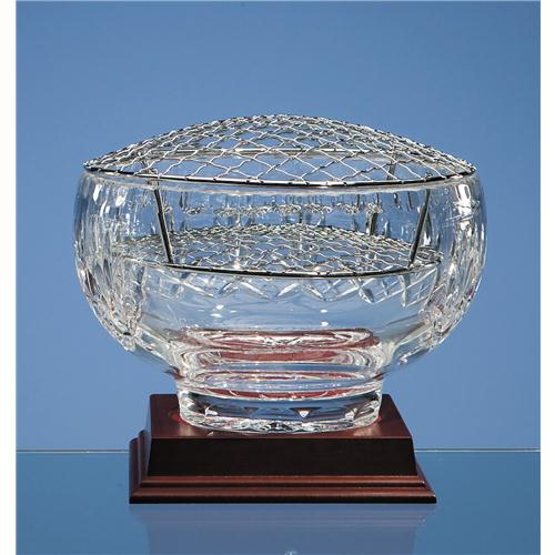 6.5" Lead Crystal Panel Rose Bowl