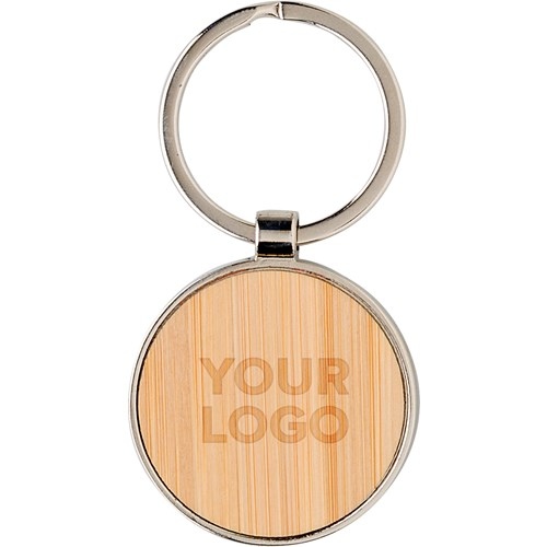 Bamboo and Metal Key Chain