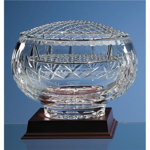 8" Lead Crystal Panel Rose Bowl