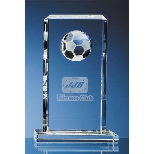 24cm Optical Crystal Football Rectangle Award