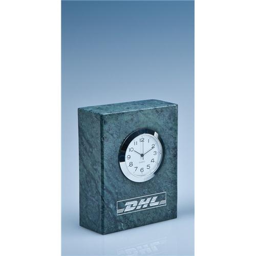 8cm Green Marble Bevel Edged Rectangle Clock